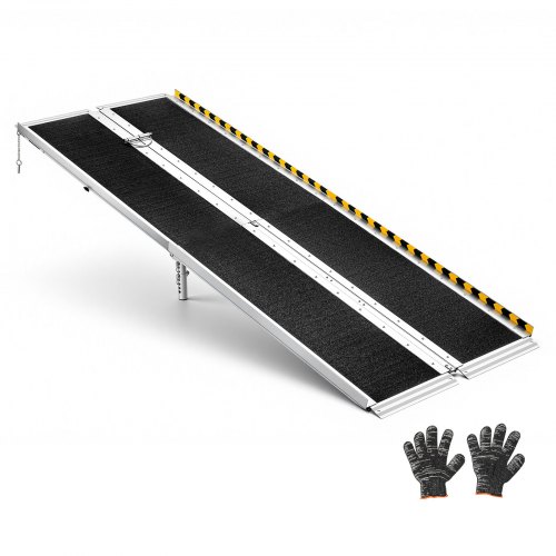 Foldbar aluminiums kørestolsrampe 244 cm, sammenfoldet med bærehåndtag